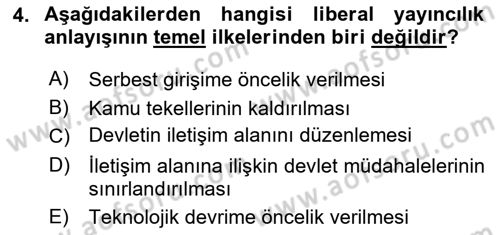 Medya Ekonomisi ve İşletmeciliği Dersi 2024 - 2025 Yılı Yaz Okulu Sınav Soruları 4. Soru
