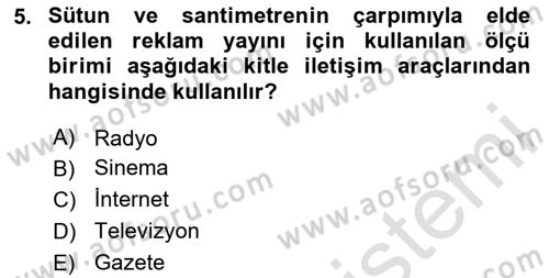Medya Ekonomisi ve İşletmeciliği Dersi Yaz Okulu Sınavı Deneme Sınav Soruları 5. Soru