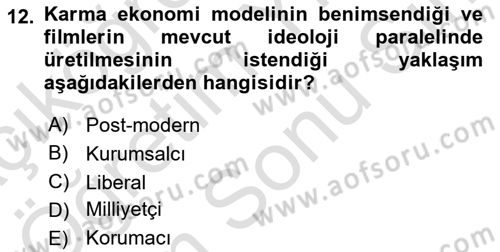 Medya Ekonomisi ve İşletmeciliği Dersi 2025 - 2026 Yılı (Final) Dönem Sonu Sınav Soruları 12. Soru