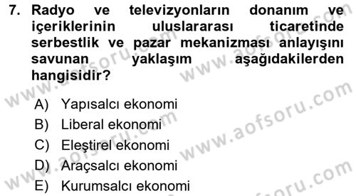 Medya Ekonomisi ve İşletmeciliği Dersi 2025 - 2026 Yılı (Final) Dönem Sonu Sınav Soruları 7. Soru