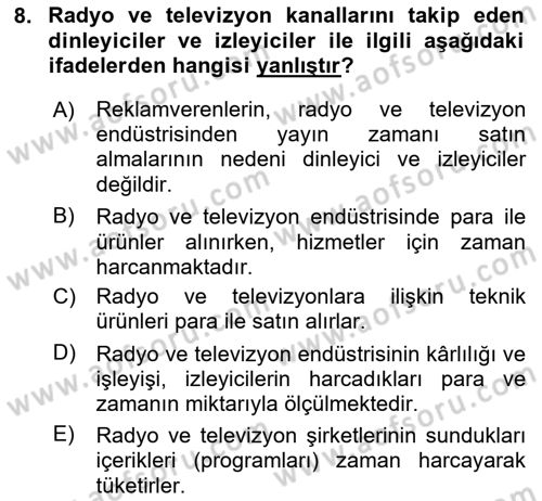 Medya Ekonomisi ve İşletmeciliği Dersi 2025 - 2026 Yılı (Final) Dönem Sonu Sınav Soruları 8. Soru