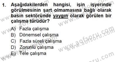 Medyada Çalışma Hayatı Dersi 2012 - 2013 Yılı (Final) Dönem Sonu Sınav Soruları 1. Soru