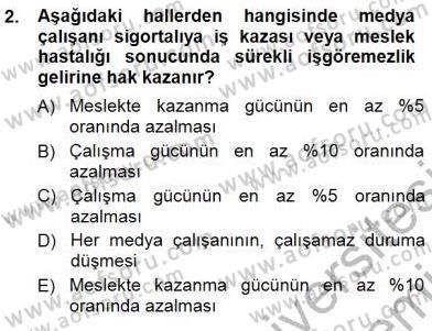 Medyada Çalışma Hayatı Dersi 2012 - 2013 Yılı (Final) Dönem Sonu Sınav Soruları 2. Soru