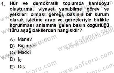 Medyada Çalışma Hayatı Dersi 2013 - 2014 Yılı (Vize) Ara Sınav Soruları 1. Soru