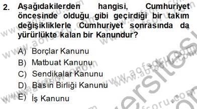 Medyada Çalışma Hayatı Dersi 2013 - 2014 Yılı (Final) Dönem Sonu Sınavı 2. Soru