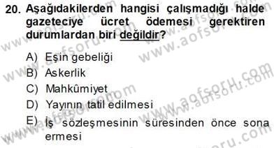 Medyada Çalışma Hayatı Dersi 2014 - 2015 Yılı (Vize) Ara Sınav Soruları 20. Soru