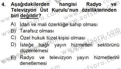 Medyada Çalışma Hayatı Dersi 2014 - 2015 Yılı (Final) Dönem Sonu Sınav Soruları 4. Soru