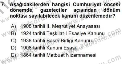 Medyada Çalışma Hayatı Dersi 2015 - 2016 Yılı (Vize) Ara Sınav Soruları 7. Soru