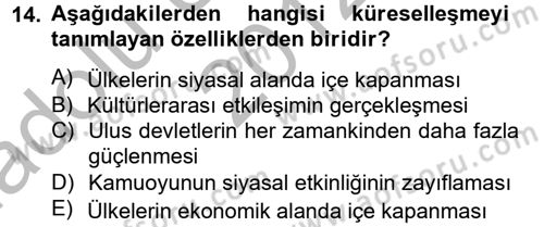 Medya Siyaset Kültür Dersi 2012 - 2013 Yılı (Vize) Ara Sınav Soruları 14. Soru