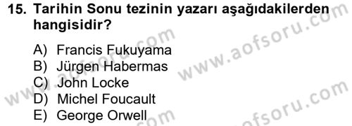 Medya Siyaset Kültür Dersi 2012 - 2013 Yılı (Vize) Ara Sınav Soruları 15. Soru
