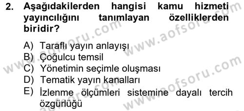 Medya Siyaset Kültür Dersi 2012 - 2013 Yılı (Vize) Ara Sınav Soruları 2. Soru