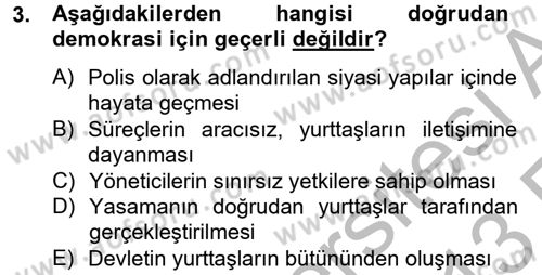 Medya Siyaset Kültür Dersi 2012 - 2013 Yılı (Vize) Ara Sınav Soruları 3. Soru