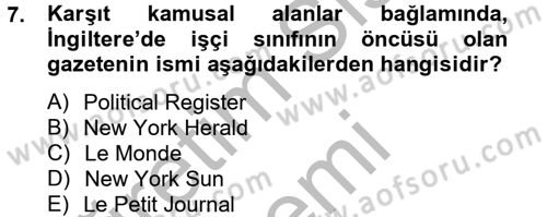 Medya Siyaset Kültür Dersi 2012 - 2013 Yılı (Vize) Ara Sınav Soruları 7. Soru