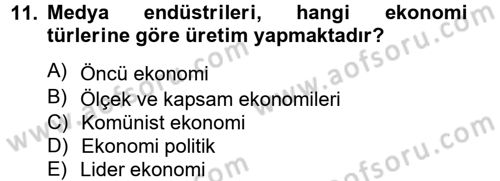 Medya Siyaset Kültür Dersi 2012 - 2013 Yılı (Final) Dönem Sonu Sınav Soruları 11. Soru