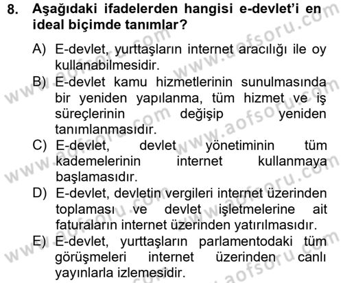 Medya Siyaset Kültür Dersi 2012 - 2013 Yılı (Final) Dönem Sonu Sınav Soruları 8. Soru