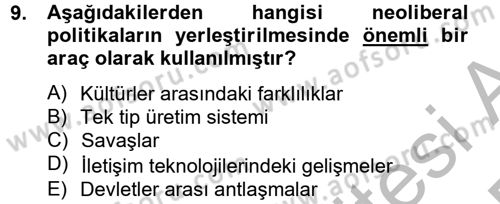 Medya Siyaset Kültür Dersi 2012 - 2013 Yılı (Final) Dönem Sonu Sınav Soruları 9. Soru