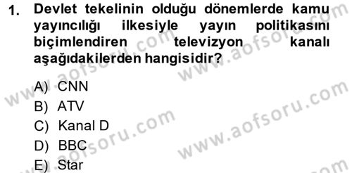 Medya Siyaset Kültür Dersi 2013 - 2014 Yılı (Vize) Ara Sınav Soruları 1. Soru