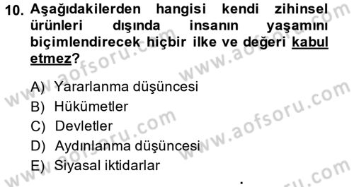Medya Siyaset Kültür Dersi 2013 - 2014 Yılı (Vize) Ara Sınav Soruları 10. Soru