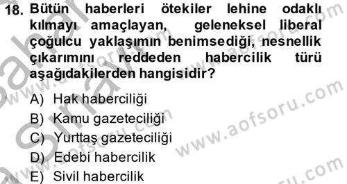 Medya Siyaset Kültür Dersi 2013 - 2014 Yılı (Vize) Ara Sınav Soruları 18. Soru