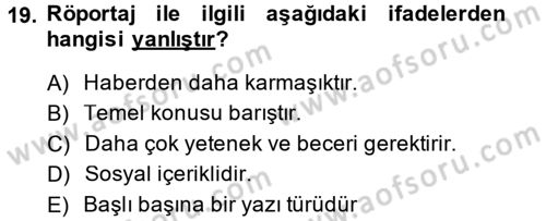 Medya Siyaset Kültür Dersi 2013 - 2014 Yılı (Vize) Ara Sınav Soruları 19. Soru
