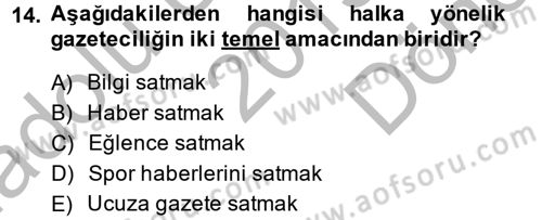 Medya Siyaset Kültür Dersi 2013 - 2014 Yılı (Final) Dönem Sonu Sınav Soruları 14. Soru