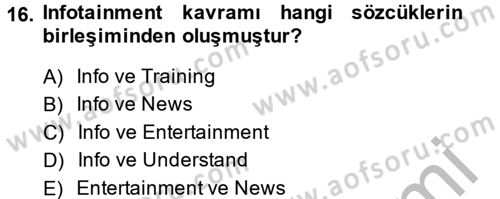 Medya Siyaset Kültür Dersi 2013 - 2014 Yılı (Final) Dönem Sonu Sınav Soruları 16. Soru
