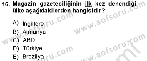 Medya Siyaset Kültür Dersi 2013 - 2014 Yılı Tek Ders Sınav Soruları 16. Soru