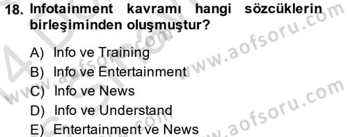 Medya Siyaset Kültür Dersi 2013 - 2014 Yılı Tek Ders Sınav Soruları 18. Soru