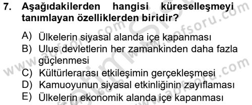 Medya Siyaset Kültür Dersi 2013 - 2014 Yılı Tek Ders Sınav Soruları 7. Soru