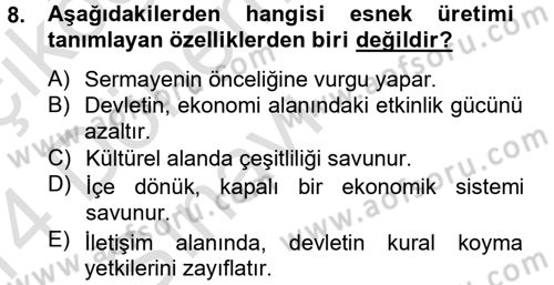 Medya Siyaset Kültür Dersi 2013 - 2014 Yılı Tek Ders Sınav Soruları 8. Soru