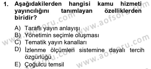 Medya Siyaset Kültür Dersi 2014 - 2015 Yılı (Vize) Ara Sınavı 1. Soru