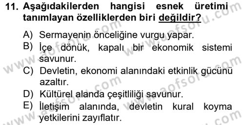 Medya Siyaset Kültür Dersi 2014 - 2015 Yılı (Vize) Ara Sınav Soruları 11. Soru
