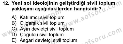 Medya Siyaset Kültür Dersi 2014 - 2015 Yılı (Vize) Ara Sınav Soruları 12. Soru