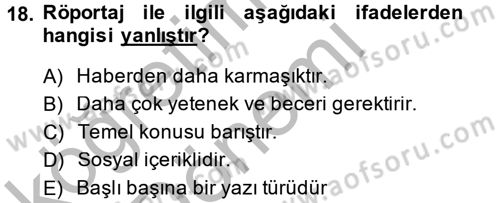 Medya Siyaset Kültür Dersi 2014 - 2015 Yılı (Vize) Ara Sınav Soruları 18. Soru