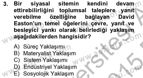 Medya Siyaset Kültür Dersi 2014 - 2015 Yılı (Vize) Ara Sınav Soruları 3. Soru