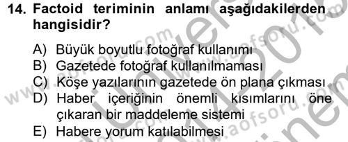 Medya Siyaset Kültür Dersi 2014 - 2015 Yılı (Final) Dönem Sonu Sınav Soruları 14. Soru