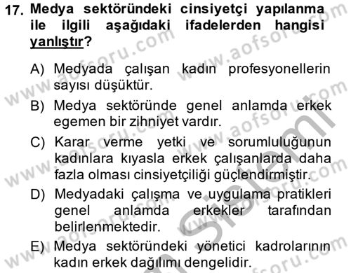 Medya Siyaset Kültür Dersi 2014 - 2015 Yılı (Final) Dönem Sonu Sınav Soruları 17. Soru