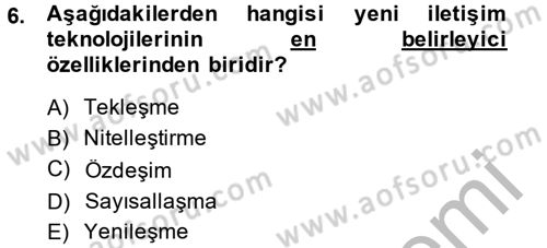 Medya Siyaset Kültür Dersi 2014 - 2015 Yılı (Final) Dönem Sonu Sınavı 6. Soru