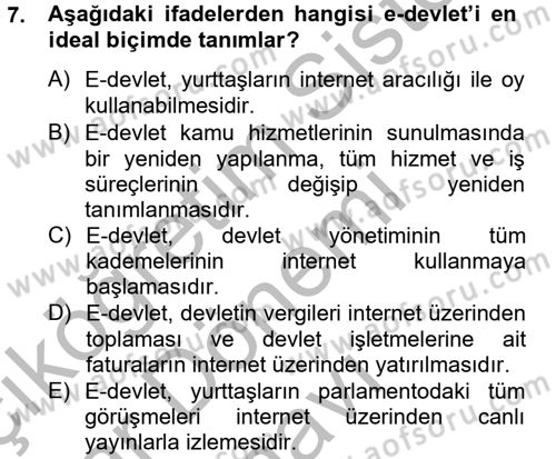 Medya Siyaset Kültür Dersi 2014 - 2015 Yılı (Final) Dönem Sonu Sınav Soruları 7. Soru