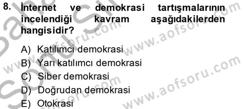 Medya Siyaset Kültür Dersi 2014 - 2015 Yılı (Final) Dönem Sonu Sınav Soruları 8. Soru