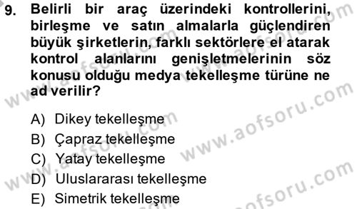 Medya Siyaset Kültür Dersi 2014 - 2015 Yılı (Final) Dönem Sonu Sınav Soruları 9. Soru