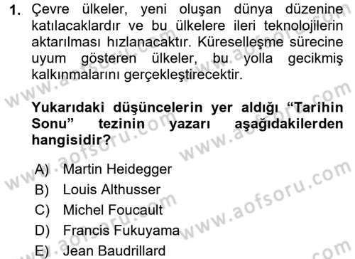 Medya Siyaset Kültür Dersi 2015 - 2016 Yılı (Final) Dönem Sonu Sınav Soruları 1. Soru