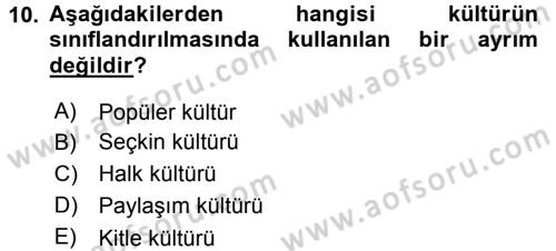 Medya Siyaset Kültür Dersi 2015 - 2016 Yılı (Final) Dönem Sonu Sınav Soruları 10. Soru