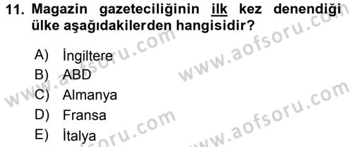 Medya Siyaset Kültür Dersi 2015 - 2016 Yılı Tek Ders Sınav Soruları 11. Soru