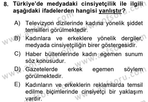 Medya Siyaset Kültür Dersi 2015 - 2016 Yılı Tek Ders Sınav Soruları 8. Soru