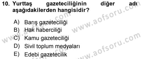 Medya Siyaset Kültür Dersi 2016 - 2017 Yılı 3 Ders Sınav Soruları 10. Soru