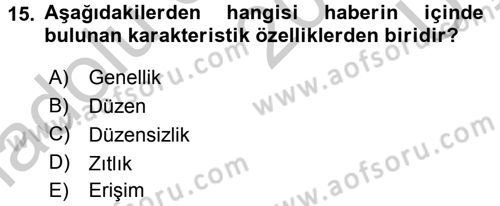 Medya Siyaset Kültür Dersi 2016 - 2017 Yılı 3 Ders Sınav Soruları 15. Soru