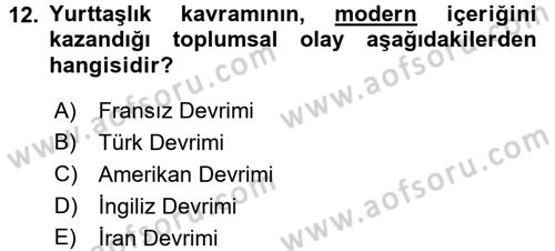 Medya Siyaset Kültür Dersi 2016 - 2017 Yılı (Vize) Ara Sınav Soruları 12. Soru