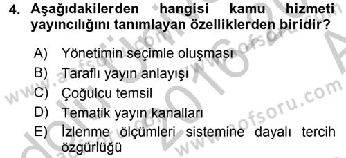 Medya Siyaset Kültür Dersi 2016 - 2017 Yılı (Vize) Ara Sınav Soruları 4. Soru