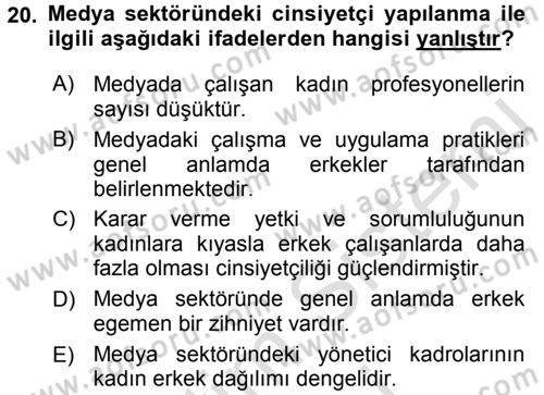 Medya Siyaset Kültür Dersi 2016 - 2017 Yılı (Final) Dönem Sonu Sınav Soruları 20. Soru